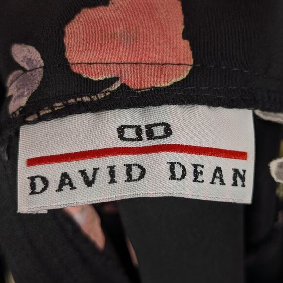 David Dean Women’s Skirt 8 Black Floral A-Line Vintage USA Made Polyester 90s - Picture 3 of 4